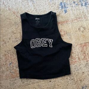 Obey Black Graphic Sleeveless Crop Top